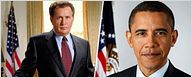 La rencontre entre Barack Obama et Jed Bartlet, le président de la série "A la Maison Blanche"