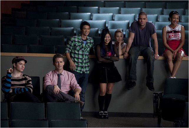 Glee : Photo Chris Colfer, Dianna Agron, Harry Shum Jr., Jenna Ushkowitz, Mark Salling
