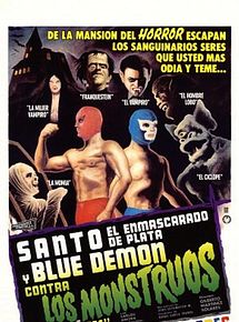 Affiche de Santo el enmascarado de plata y Blue Demon contra los monstruos, film à voir en streaming sur Pygargue