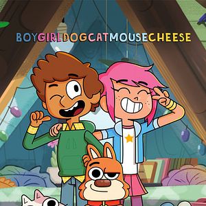 Photo Boy Girl Dog Cat Mouse Cheese