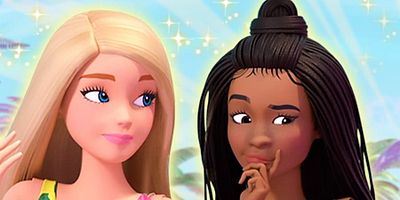poster de la série Barbie part en mer sur le Bateau de Rêve pour rejoindre l'Ile Scintillante !