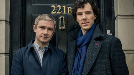 Sherlock et Watson prennent la pose pour l'épisode de Noël