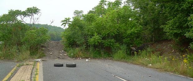 La route 61 menant à Centralia, désormais condamnée.