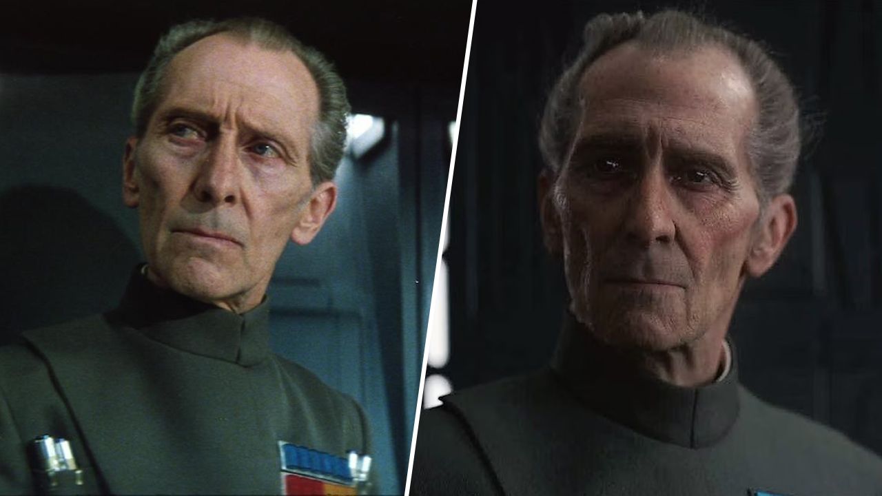Peter Cushing dans Star Wars - Episode IV et Rogue One