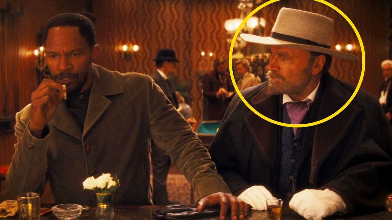 Django Unchained: Click Pause for 1 hour and 7 minutes, do you know who this person is on the right of the hero? Django Unchained: Click Pause for 1 hour and 7 minutes, do you know who this person is on the right of the hero?
