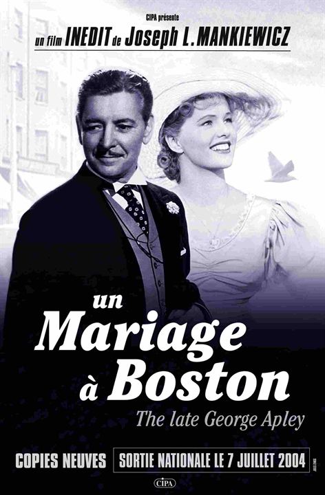 Un mariage à Boston : Affiche Joseph L. Mankiewicz, Peggy Cummins, Ronald Colman