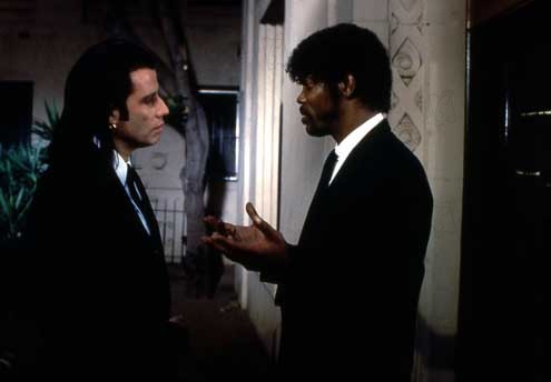 Pulp Fiction : Photo John Travolta, Samuel L. Jackson, Quentin Tarantino
