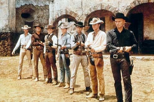 Les Sept mercenaires : Photo Charles Bronson, John Sturges, James Coburn, Steve McQueen, Robert Vaughn, Yul Brynner, Brad Dexter