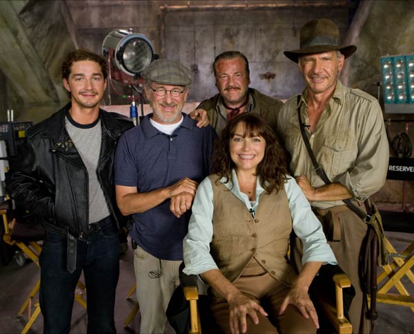 Indiana Jones et le Royaume du Crâne de Cristal : Photo Shia LaBeouf, Ray Winstone, Steven Spielberg, Harrison Ford, Karen Allen