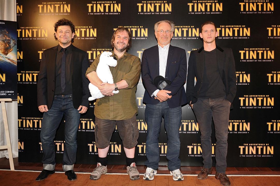 Les Aventures de Tintin : Le Secret de la Licorne : Photo promotionnelle Andy Serkis, Peter Jackson, Jamie Bell, Steven Spielberg
