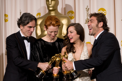 Cérémonie des Oscars 2008 : Photo Javier Bardem, Marion Cotillard, Daniel Day-Lewis, Tilda Swinton
