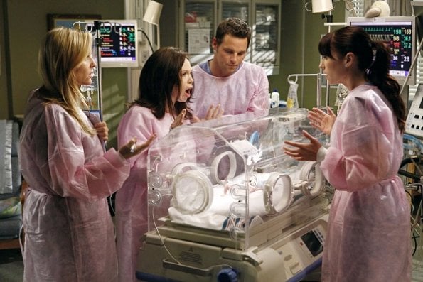 Grey's Anatomy : Photo Jessica Capshaw, Justin Chambers (I), Chyler Leigh, Amanda Fuller