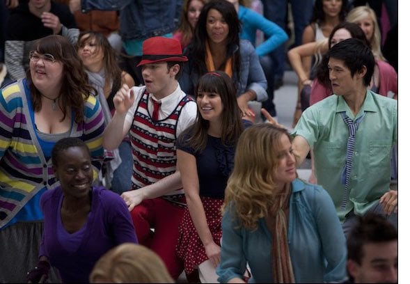 Glee : Photo Lea Michele, Chris Colfer, Harry Shum Jr., Ashley Fink
