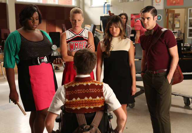 Glee : Photo Kevin McHale, Darren Criss, Heather Morris, Alex Newell, Jenna Ushkowitz