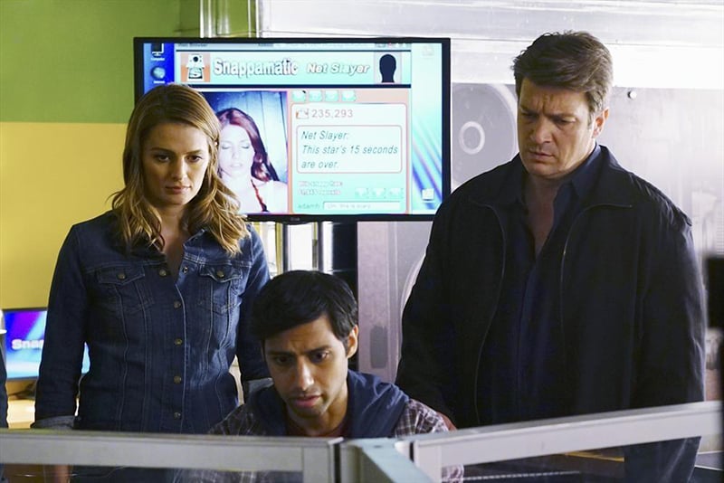 Castle : Photo Stana Katic, Nathan Fillion, Aly Mawji