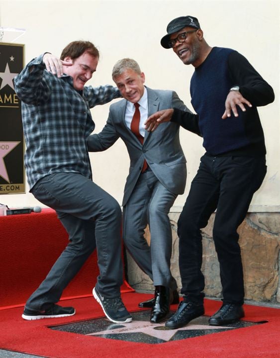 Photo promotionnelle Samuel L. Jackson, Christoph Waltz, Quentin Tarantino