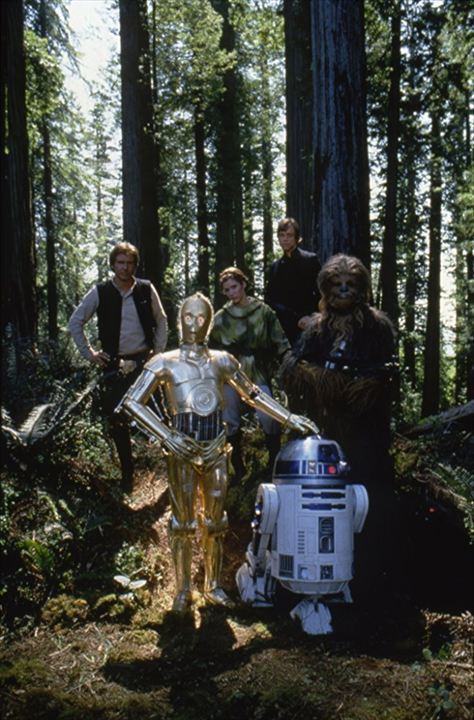 Star Wars : Episode VI - Le Retour du Jedi : Photo Kenny Baker, Anthony Daniels, Mark Hamill, Harrison Ford, Carrie Fisher, Richard Marquand, Peter Mayhew