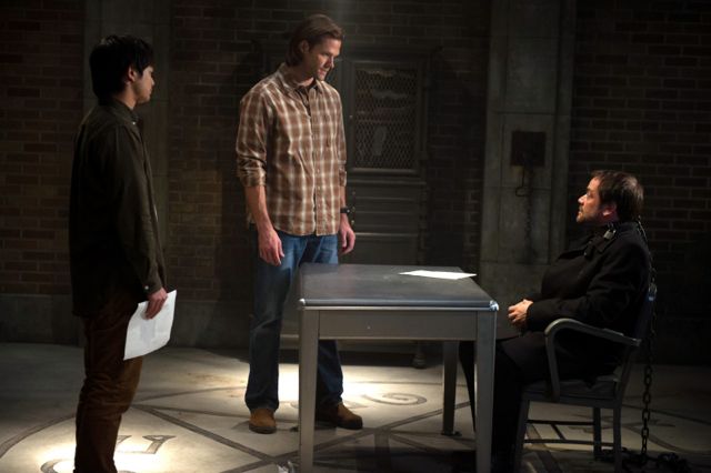 Supernatural : Photo Osric Chau, Jared Padalecki, Mark Sheppard