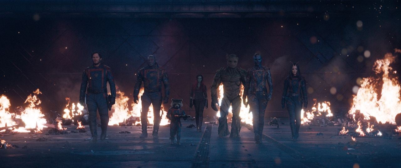 Les Gardiens de la Galaxie 3 : Photo Chris Pratt, Dave Bautista, Pom Klementieff, Karen Gillan, Zoe Saldana