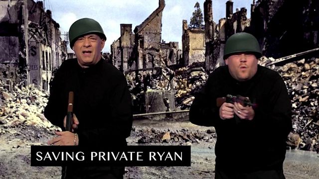 Au Late Late Show de James Corden, l'acteur de Forrest Gump revisite ses plus grands films avec humour.