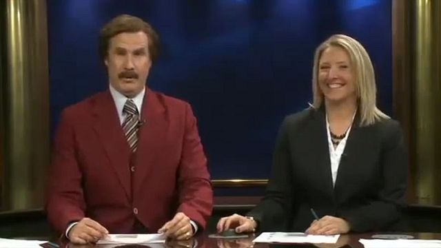 Ron Burgundy est allé co-animer le journal d'une station TV locale du Dakota du Nord.